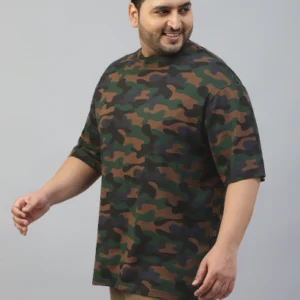 Men Printed Round Neck Pure Cotton Green T-Shirt