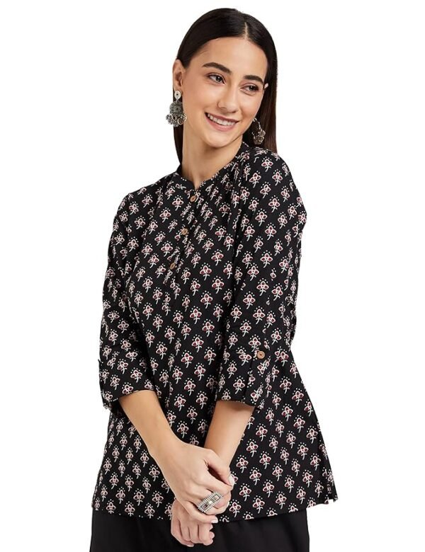 Myx Women's Printed Regular Cotton Short Kurti