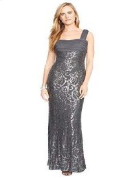 Lauren Ralph Lauren Women’s Formal Evening Long Dress Grey (8)