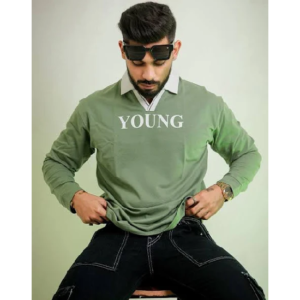 Typography Printed Polo Collar Slim Fit Cotton T-shirt