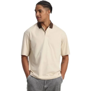 Swan White Plain Oversized Polo T-shirt