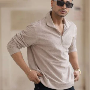 Umbrella Beige Full Sleeve Polo T-Shirt