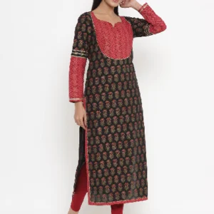 Raghav Silk Pure Cotton Ajrakh Print Straight Kurti for Women