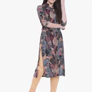 Sun Fashion And Lifestyle Women’s Chanderi Stitched Printed Kurta for Women