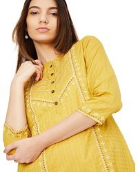 Women's Cotton Regular Fit A Line Kurta