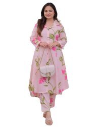 LERIYA FASHION Anarkali Kurta-Set for Women – Viscose Rayon Printed Kurta & Straight Pant | Festive Ethnic Indian Traditional Outfit for Functions & Puja | Lightweight Two Piece Dress for Daily Wear & Holiday Look | 3/4 Sleeve